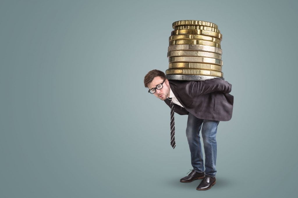 Man with coins on his back