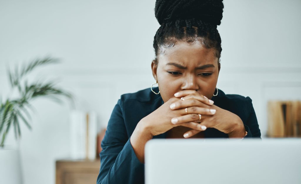 Woman worried or stressed about work